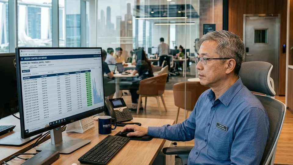 Facility manager reviewing access control system logs at Singapore commercial building; assessing whether the system meets current compliance requirements