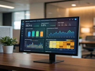 Retail analytics dashboard showing footfall and conversion metrics; data is only valuable if it is regularly reviewed and acted upon