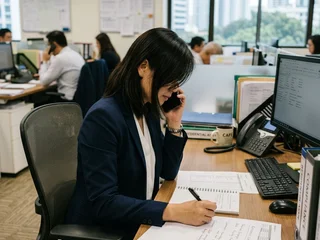 MCST committee member making a reference check call; speaking to a similar estate's manager about their experience with the integrator