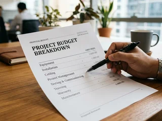 Security upgrade proposal budget breakdown document showing itemised costs by category; transparency converts suspicion into constructive discussion