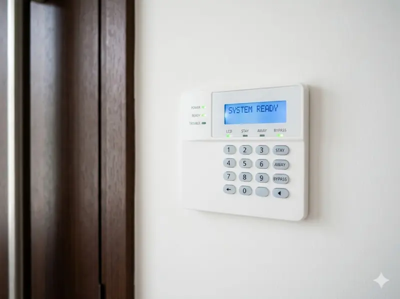 Alarm siren mounted on an exterior wall of a Singapore property; the visible signal of an alarm activation