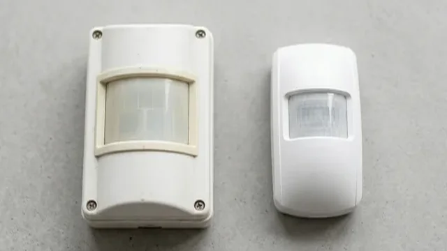 Side by side comparison of an older PIR motion detector and a modern intelligent detector showing the evolution of alarm sensor technology