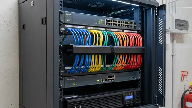 Network switch cabinet with patch cables and security system connections; the often-overlooked infrastructure that modern security systems depend on