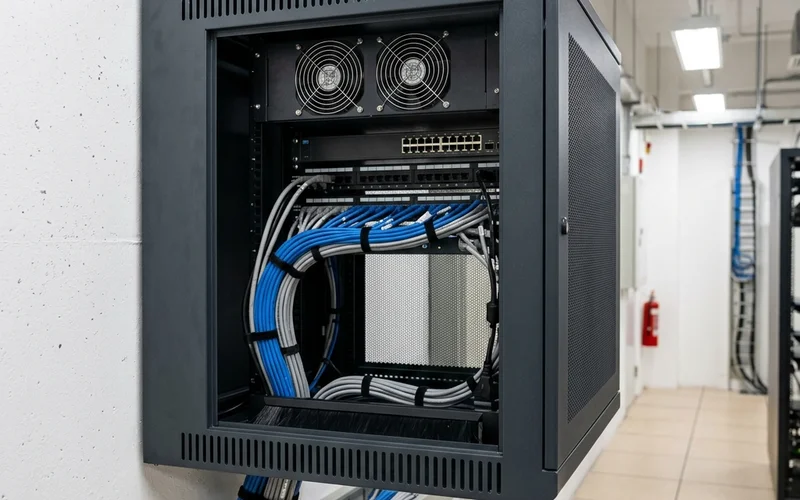 Rack cabinet with proper ventilation and cable management in Singapore commercial server room