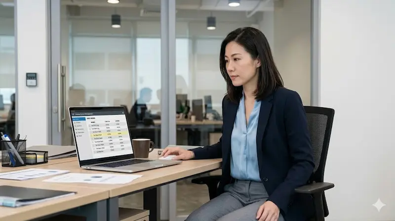 Office manager programming standalone access reader using software interface on laptop in Singapore office