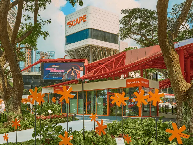 The six-level SCAPE facility at Orchard Road, showing the scale of the building and its mixed public and private use zones