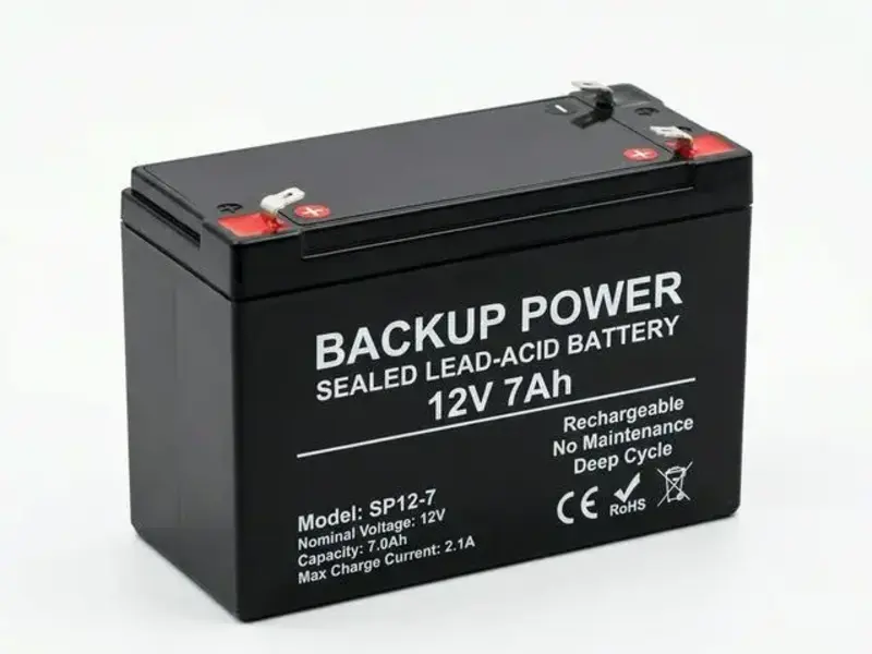 Sealed lead-acid backup battery inside an alarm control panel enclosure