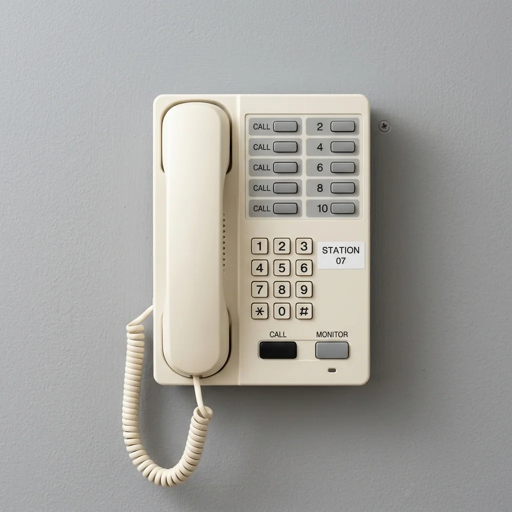 Fanvil I16V SIP door station: mounts at the office entrance, calls ring at the receptionist desk phone