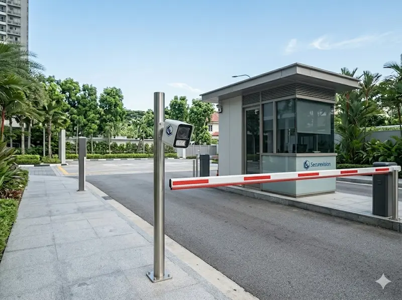 LPR camera at condominium vehicle barrier entrance Singapore