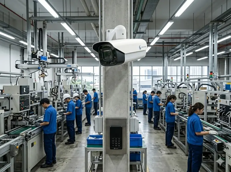 Factory CCTV and access control on production floor Singapore