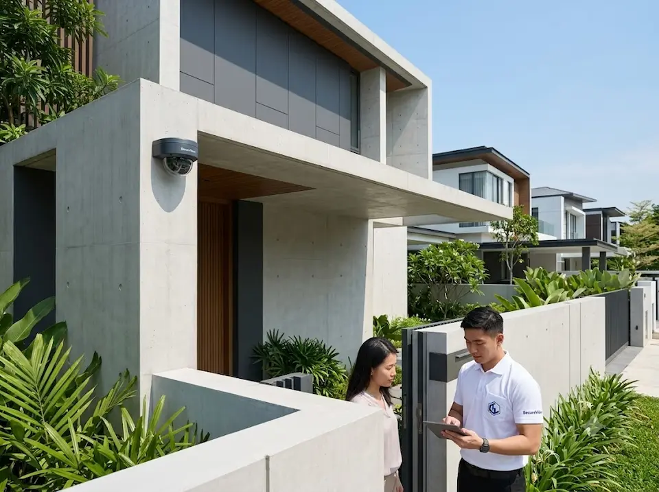 Discreet CCTV high definition camera installation for Singapore landed house