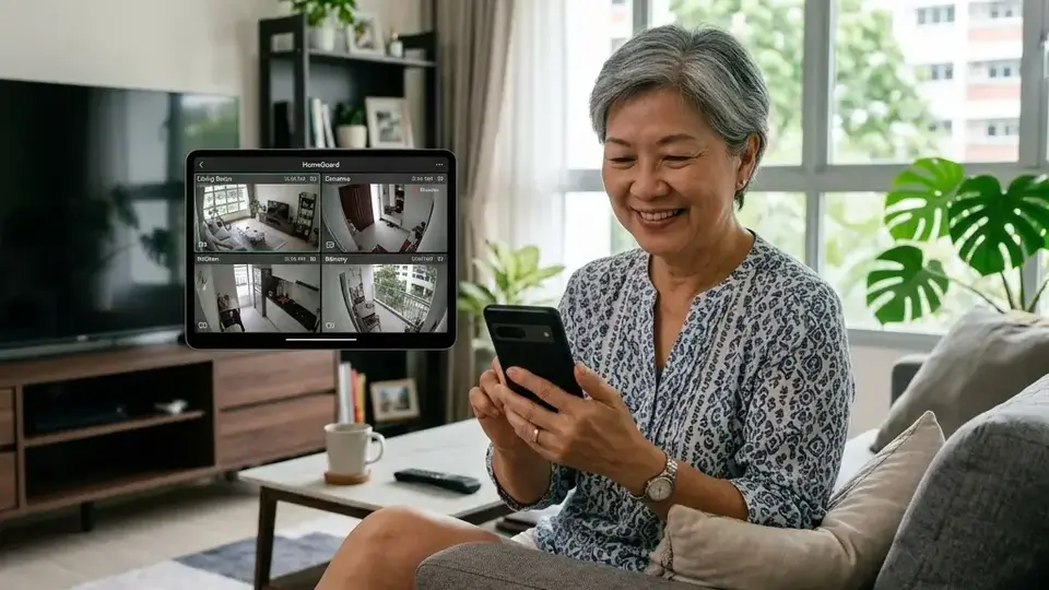 Homeowner managing security systems from a mobile phone app